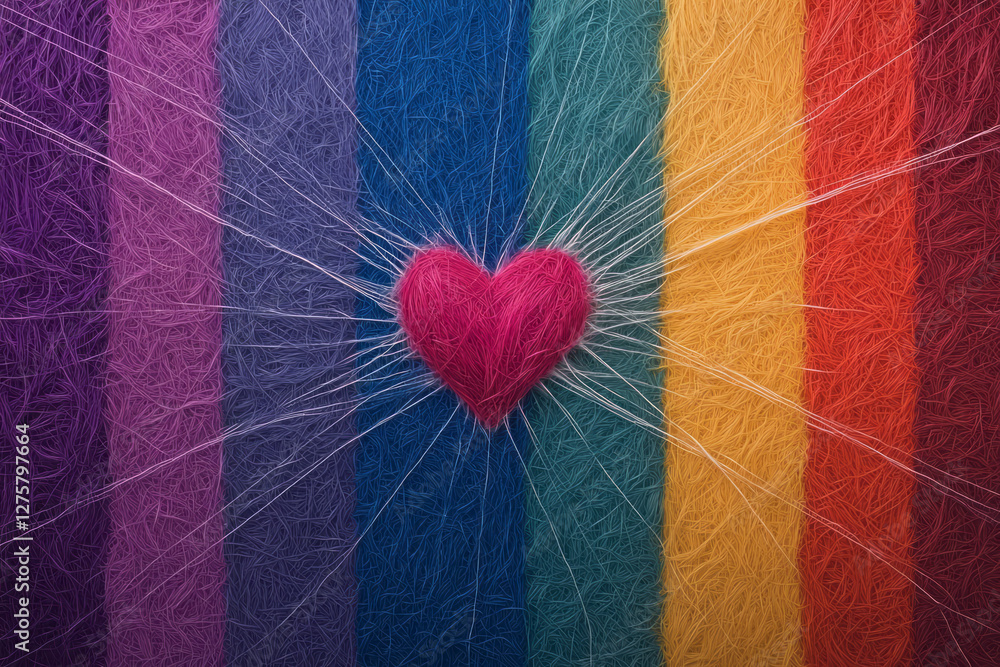 Poster pulsing heart shape at the center of interwoven lines and abstract patterns symbolizing convergent