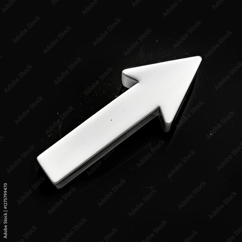 Poster a simple white arrow pointing upwards on a black background, symbolizing direction or progress.