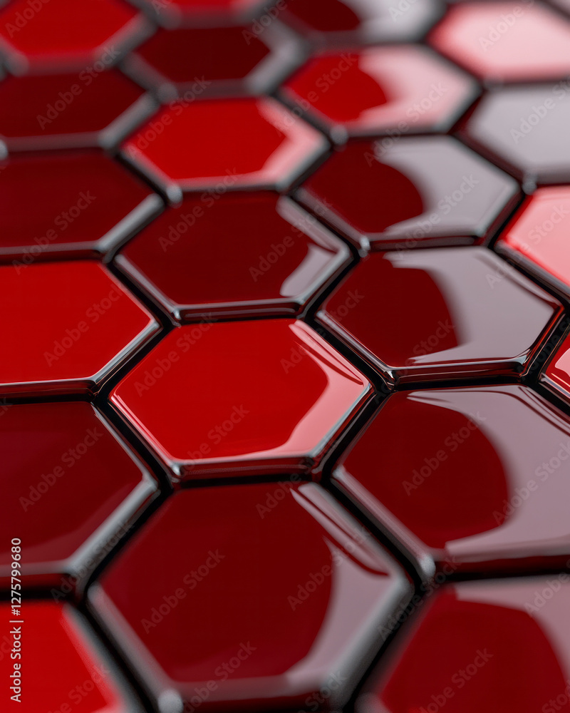 Poster macro shot of high-gloss hexagonal surfaces reflecting one another, producing infinite reflections
