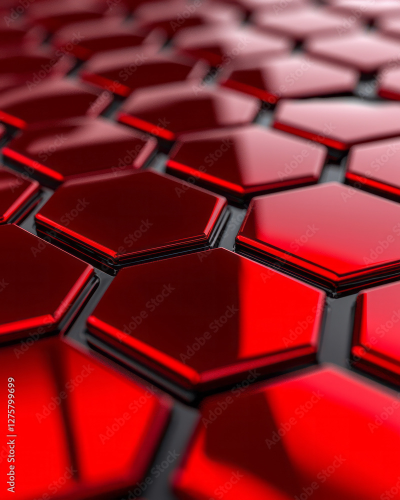 Poster macro shot of high-gloss hexagonal surfaces reflecting one another, producing infinite reflections