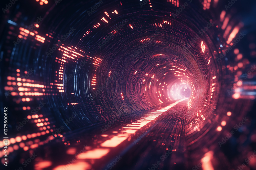 Aufkleber vibrant digital binary tunnel with glowing numbers