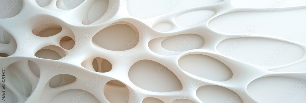 Aufkleber dreamy floating network of twisted strands with cutouts at varying sizes, set against a minimal