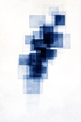 Stylized blueprint-like background overlaid with layered blue cubes, their edges forming sharp