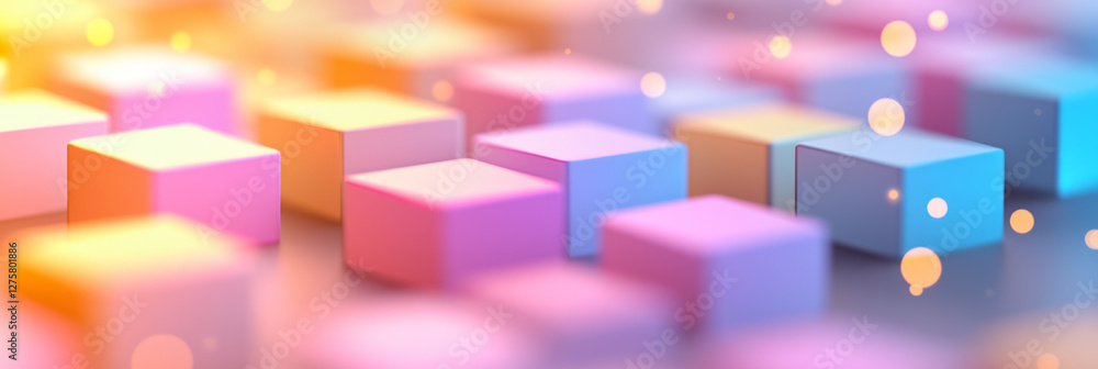 Leinwandbilder overlapping cubes of different scales fading into the distance, interspersed with flickering gold