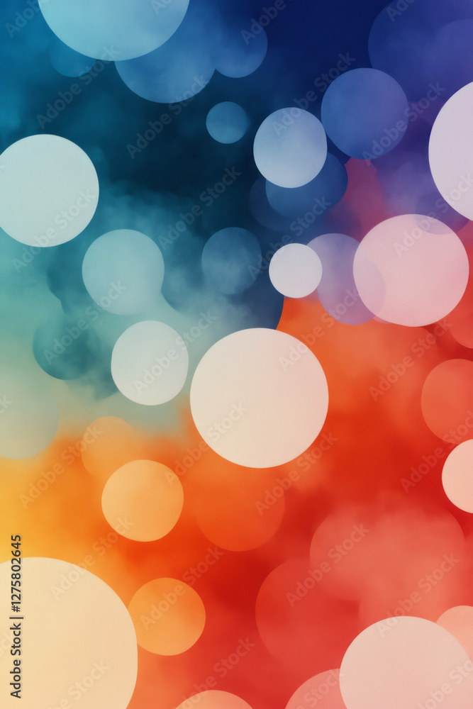 Fototapete bubble-like organic clusters floating in a space of graded color shifting between warm reds and