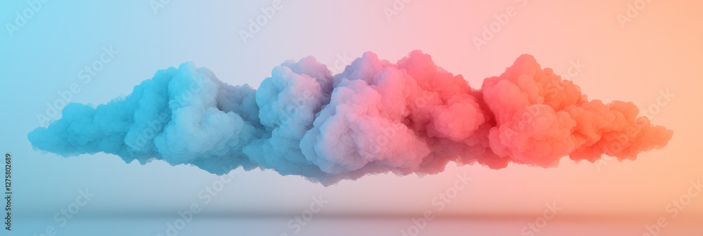 Poster Abstract drifting clouds in luminous red and blue, softly transitioning into each other in an