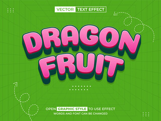 dragon fruit editable text, text effect, 3d text for title