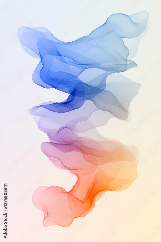 Poster mesmerizing amorphous design emanating warm pink at the edges and cool blue at its core, set