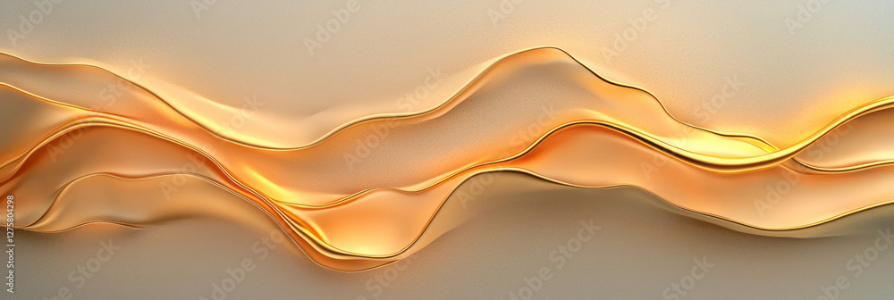 Aufkleber glimmering metallic surface, rippling in gentle waves where each ridge is tinged with soft, warm