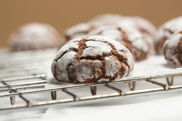 Rustic Cool Whip Chocolate Cookies with Powdered Sugar
