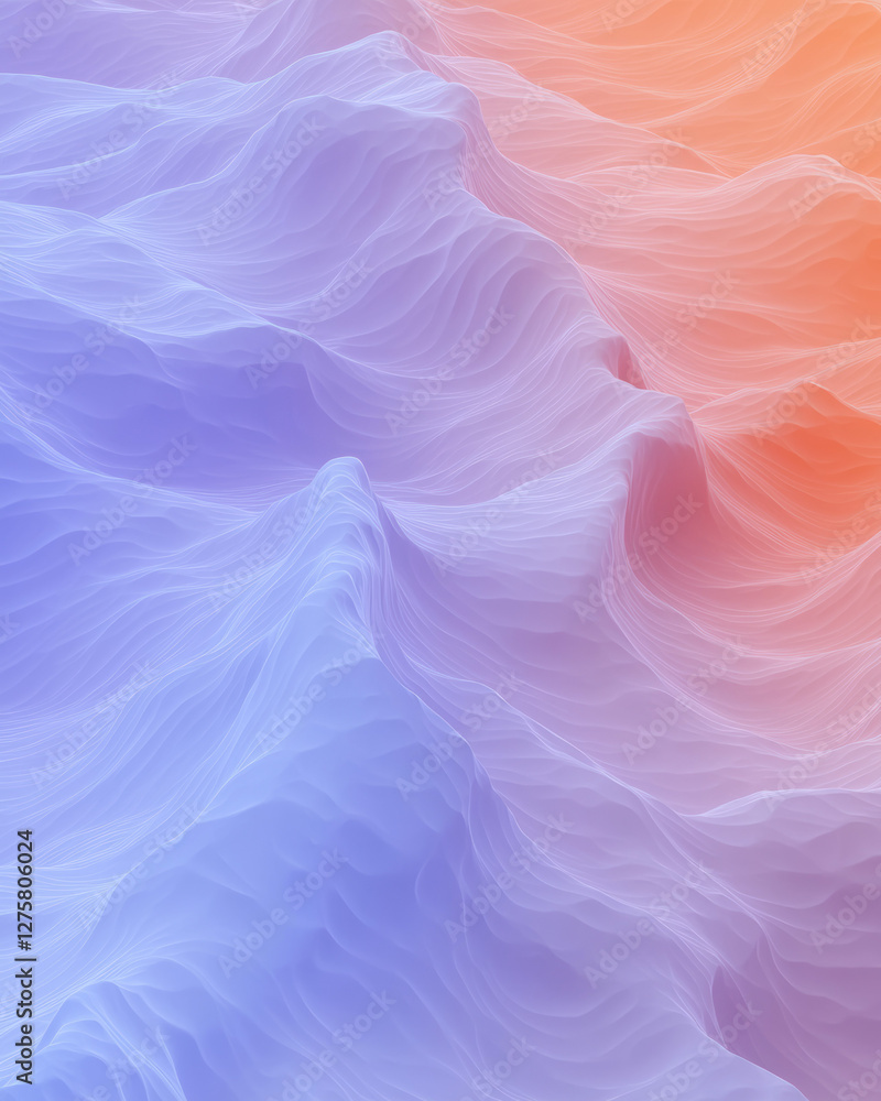 Poster concentric waveforms simulating gentle ripples, tinted with dusk-inspired purple and orange tones
