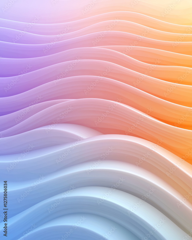 Poster concentric waveforms simulating gentle ripples, tinted with dusk-inspired purple and orange tones