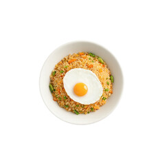 Kimchi Fried Rice - Stir-fried rice with kimchi, vegetables, and a fried egg on top. The spicy, tangy kimchi mixes