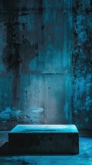 Dark Concrete Block Platform Against a Textured Wall