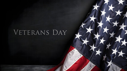 Fototapeta premium Veterans Day Tribute with American Flag Highlighting Patriotism and Honor for Military Veterans