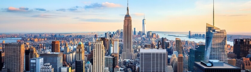 Fototapeta premium Beautiful Cityscape Landscape Wallpaper with Skyscraper Building Architecture