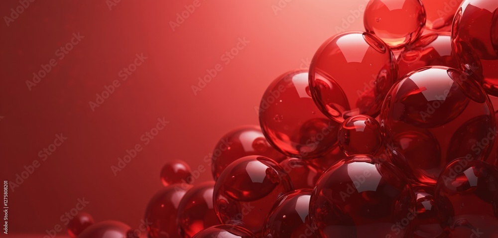 Poster abstract minimalist wallpaper with 3d red spheres. modern design background smooth glossy vibrant co