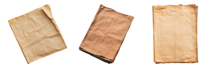 Old Vintage Paper Sheets with Distressed Edges Isolated on transparent background
