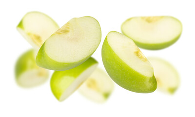 Falling Green Apple cutout, full depth of field.