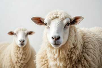 Sheep Facing Forward on White Background