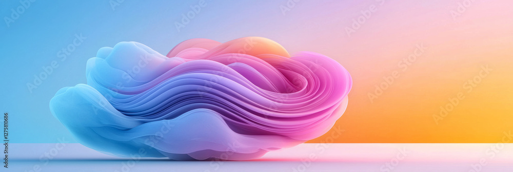 Poster smooth sphere embedded with flowing lines and wave patterns, each wave trailing off into a