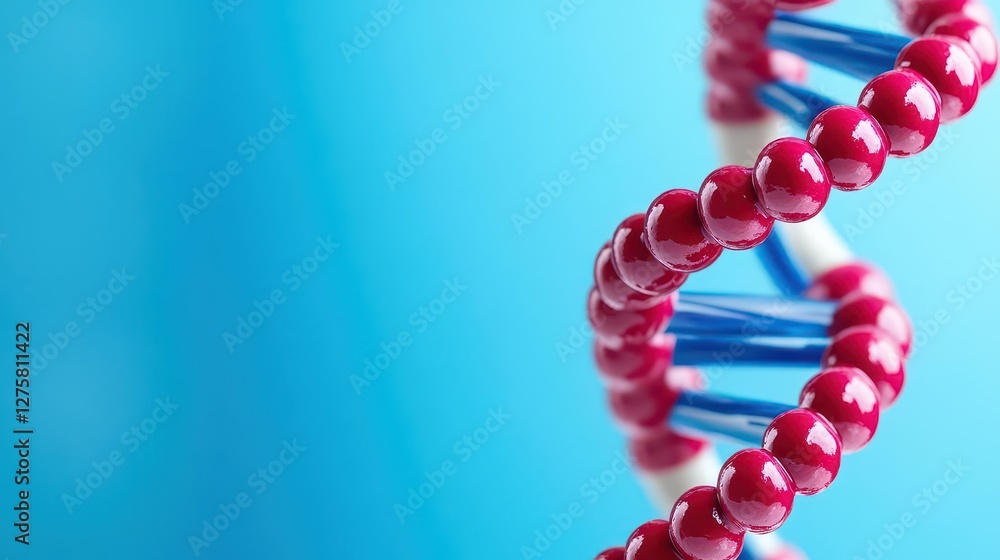 Poster close up view of dna strand with blue background in scientific laboratory setting