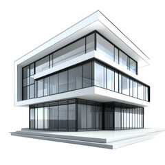 Fototapeta premium Modern architectural design showcasing a sleek building isolated on png transparent background, cut out
