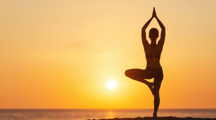 serene sunset yoga session on beach, embodying tranquility and balance