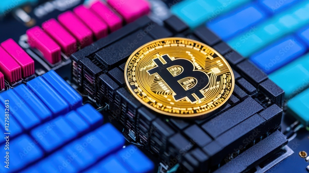 Aufkleber Block chain networkBlockchain network concept , Distributed register technology , Block chain text and computer connection with colored background