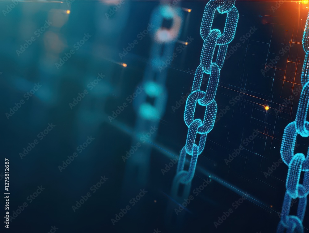 Poster Chain of glowing lights illuminating a dark background creating a mesmerizing visual effect
