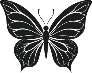 Graceful Butterfly Silhouette Vector – Elegant Black Design
