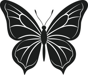 Elegant Butterfly Silhouette with Intricate Wing Patterns – Vector Illustration