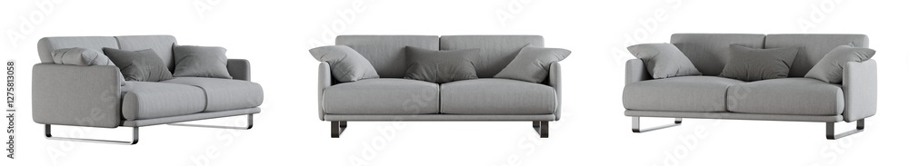 Poster sofa set isolated on transparent background. 3d render. 3d illustration.