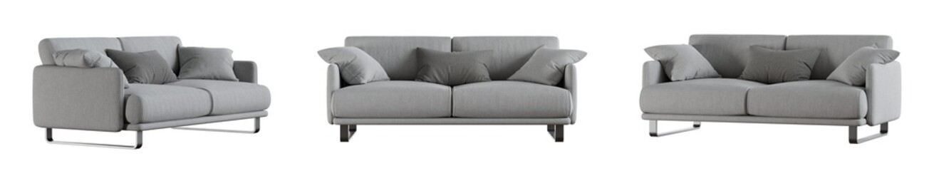 Sofa set isolated on transparent background. 3D render. 3D illustration.