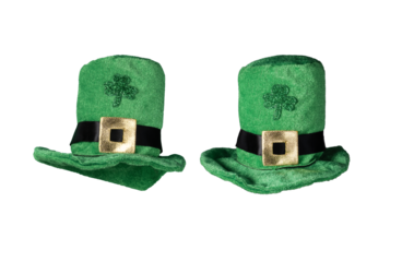 Green Leprechaun hat isolated on transparent background for design. St Patrick's holiday decoration. Leprechaun hat for St. Patrick's party.