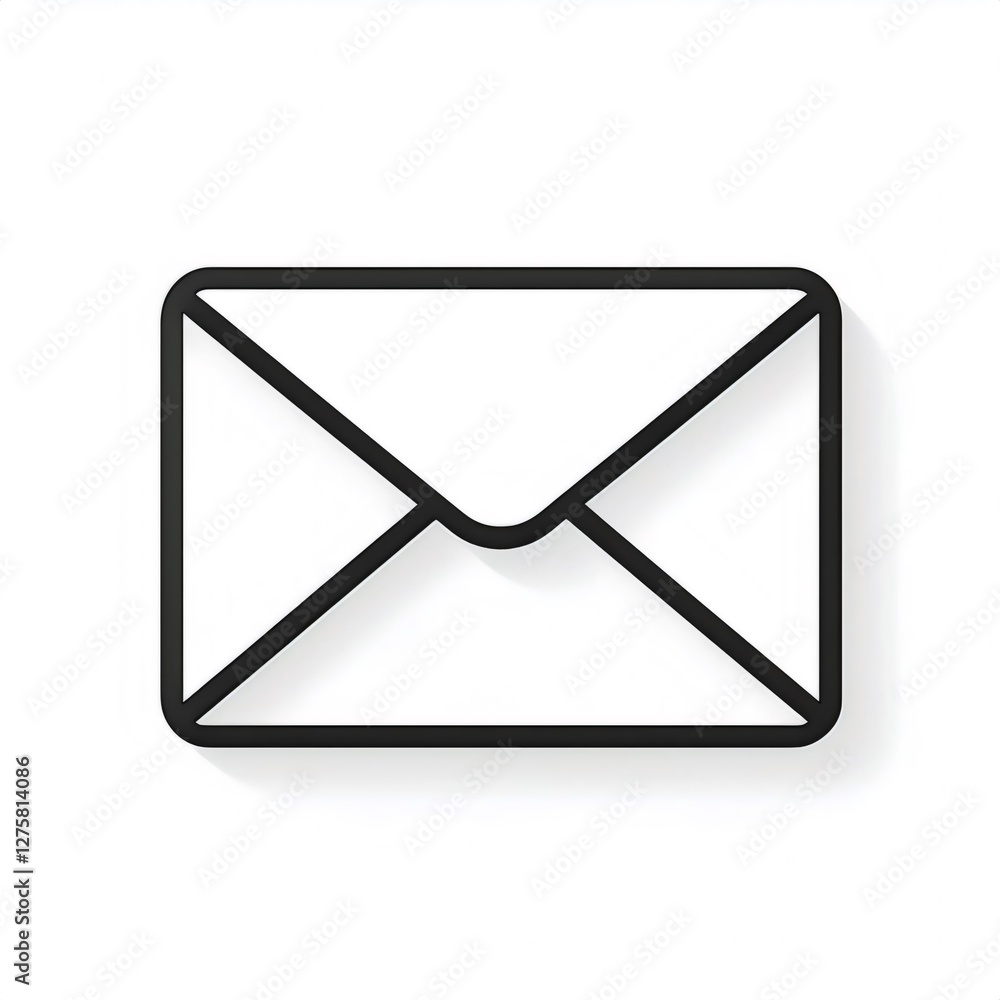 Poster black envelope outline casting subtle shadow, symbolizing digital communication and messaging connec