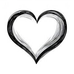 Heart shape created with black scribbles, symbolizing love, romance, and affection