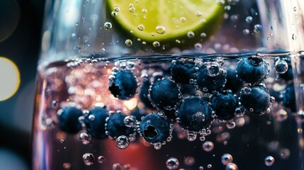 Sparkling Blueberry Drink with Lime - A Refreshing Summer Treat