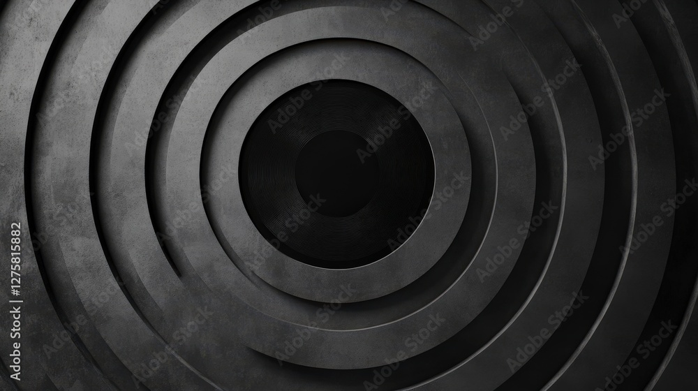 Poster abstract dark circular pattern with layered concentric circles in a modern design