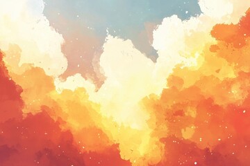 Vibrant Abstract Colorful Clouds with Warm Tones of Orange and Yellow
