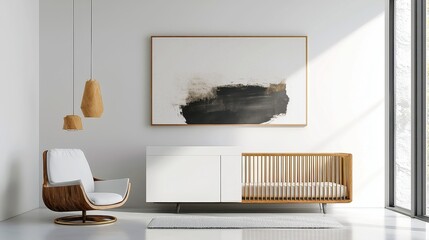 Modern Chic Baby Nursery, featuring white and gold accents, a minimalist design, spacious layout, and elegant decor for a serene and stylish environment.