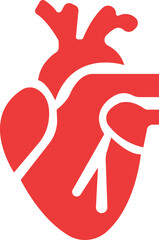Anatomical heart icon.Human anatomy internal organ set with brain lung intestine heart kidney liver and stomatch.Healthy Cardiovascular Organ Symbol Collection on White Background and red.