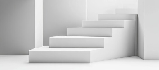 Obraz premium White steps, minimalist room, background wall, product display