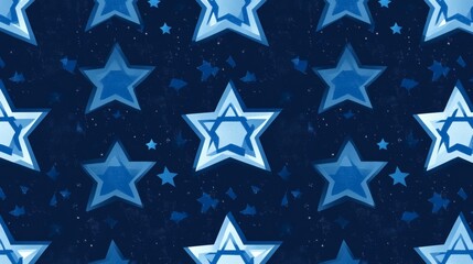 Fototapeta premium Pattern of Blue Stars on Dark Background for Creative Projects