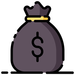 money bag vector filled outline icon