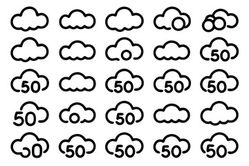 Cloud icon Set on the White Background