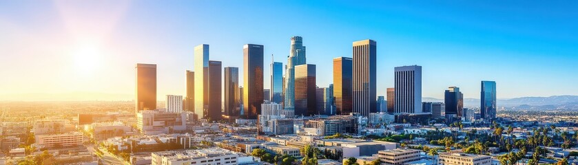 Fototapeta premium Cityscape of Los Angeles California USA isolated on white background Generative AI