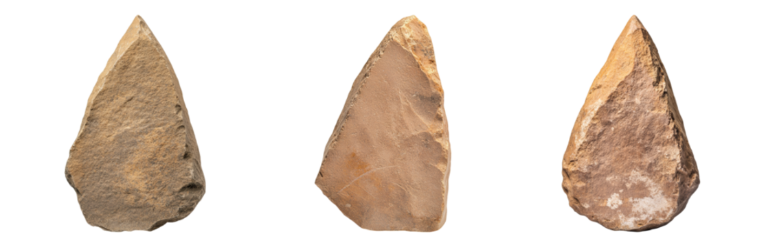 Ancient Stone Tools For Archaeological Study Isolated on transparent background
