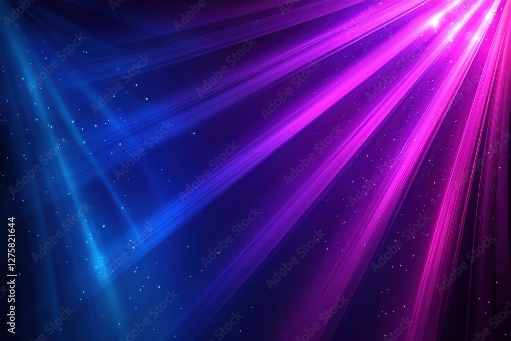 Poster Vibrant Light Rays with Purple and Blue Color in Dark Background