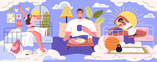 Bed Rotting. Flat Vector Illustration